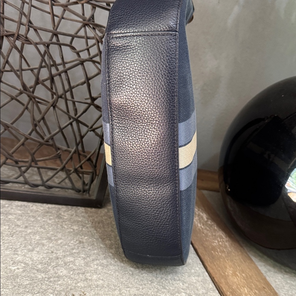 Coach Dark Blue and Gold Stripe Shoulder Bag - Picture 3 of 7